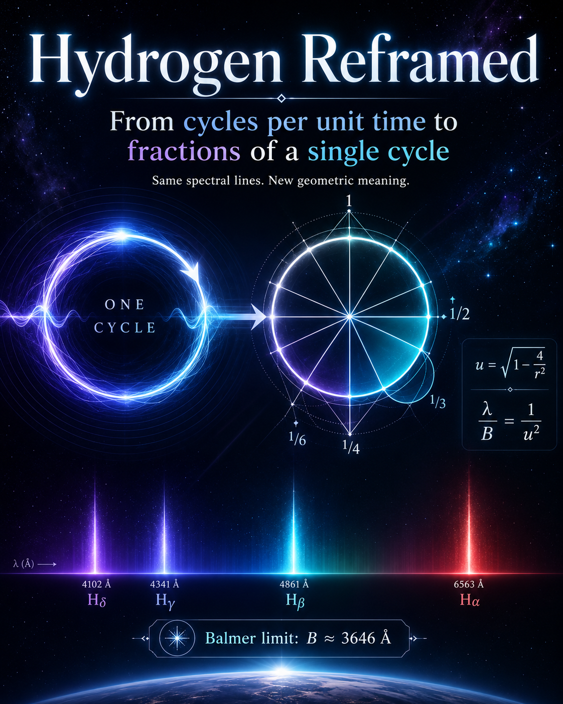 Hydrogen spectral lines and geometric physics diagram